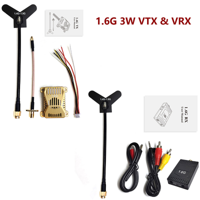 1.6Ghz 3W FPV VTX VRX UAV Transmissor de vídeo e receptor para transmissão de drones