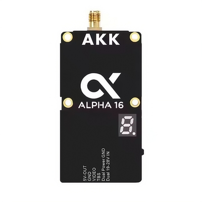 AKK Alpha 16 VTX 4.9G 5.8G 25mW/1W/3W/5W/8W/16W 96CH Transmissor de vídeo suportável de áudio inteligente