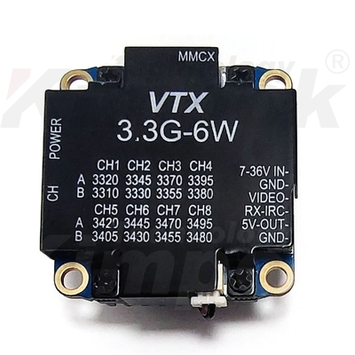 3.3G 6W Transmissor de vídeo 3.3Ghz FPV VTX 8 canais Transmissão de vídeo e áudio de longa distância