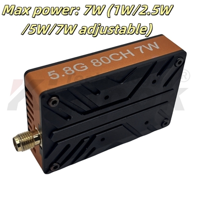 7W 5.8G VTX 80CH FPV Transmissor de vídeo FPV Transmissão FPV 5.8Ghz VTX para FPV Peso de corrida 56g Transmissão de longa distância de alta potência