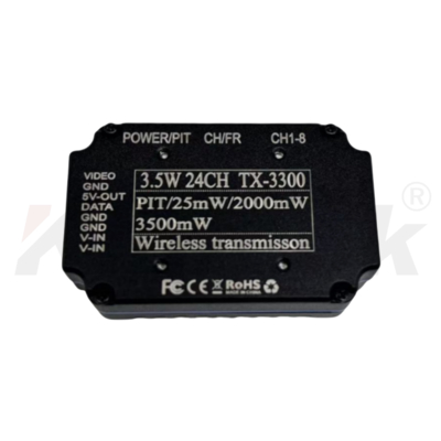 Transmissor de vídeo analógico FPV de 24 canais, ultraleve de 3,5W a 3,3 GHz, 24,5g, dedicado para corridas de drones