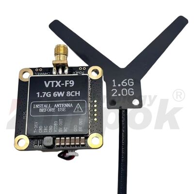Transmissão FPV 1.7GHz 6W FPV VTX Link de Vídeo 8CH Suporte IRC Tramp 25mW 800mW 6000mW Potência Ajustável